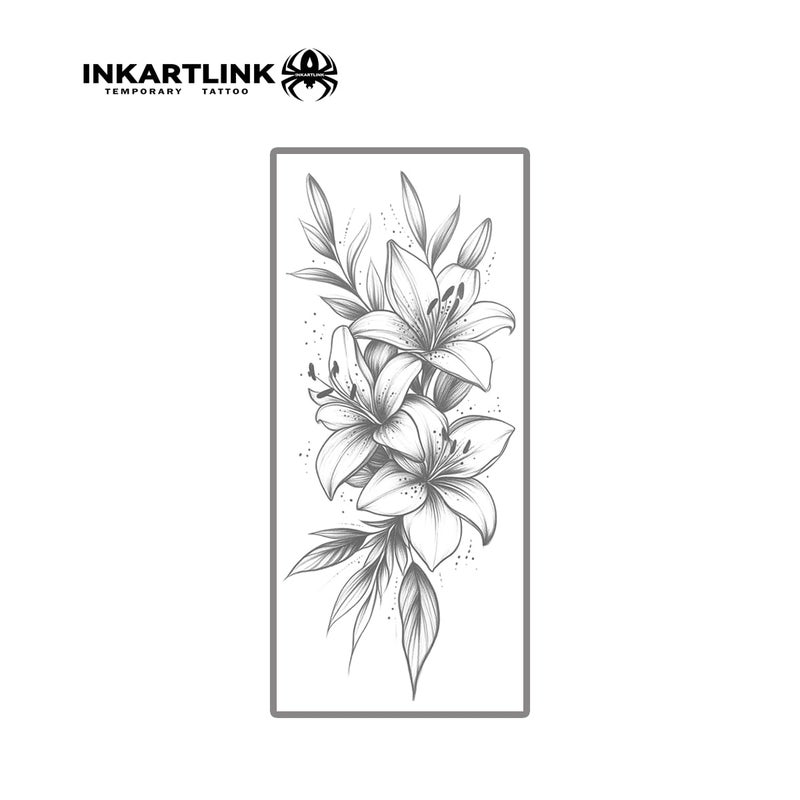 INKARTLINK Semi Permanent Tattoo, large female flower tattoo, beautiful and realistic design, fun tattoo experience, cruelty-free, non-reflective, waterproof (Lily) - Image 4